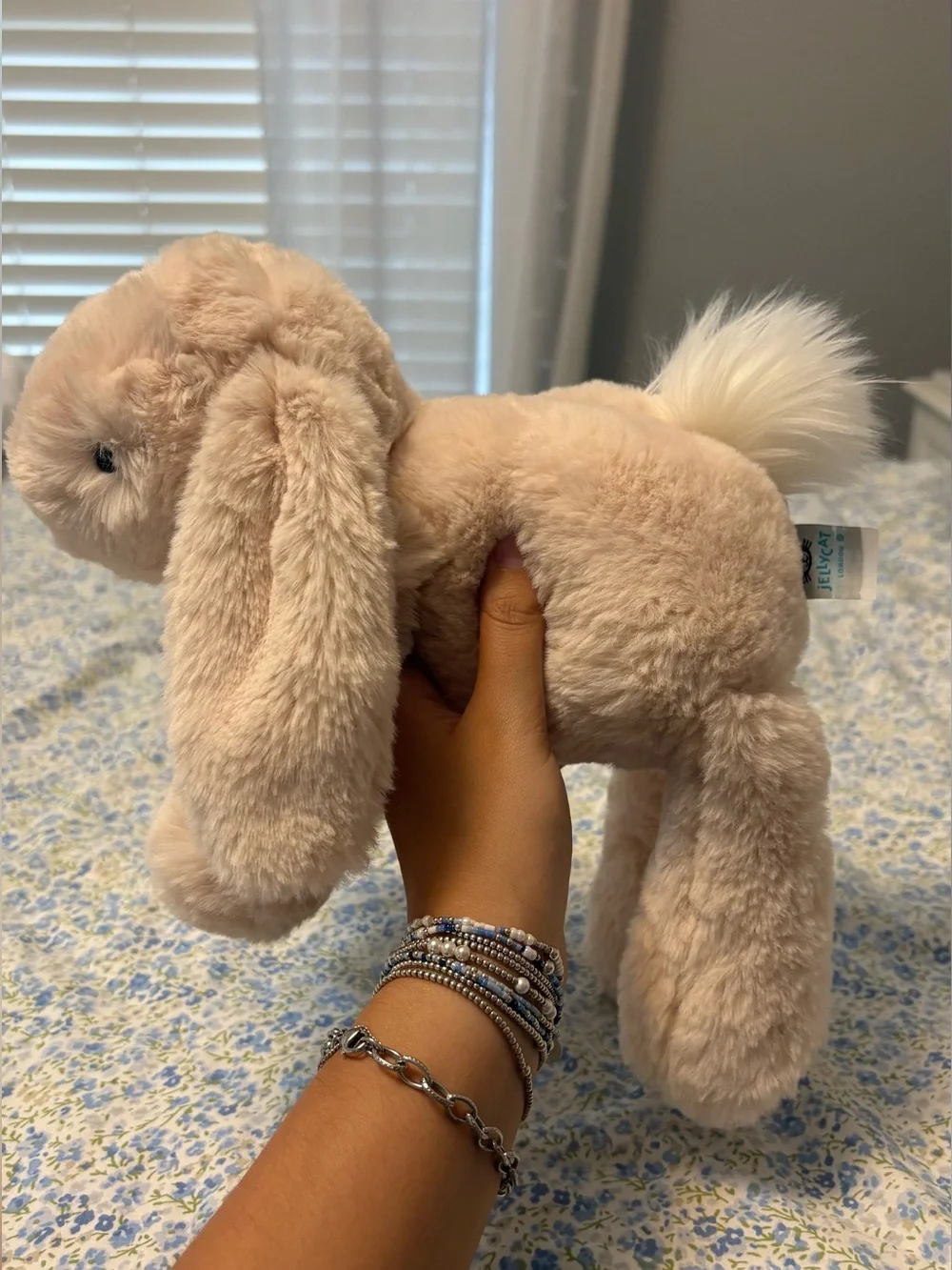 Jellycat Pale Blush Bunny with Fluffy White Tail